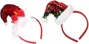 [Abaodam] 2pcs Lovely Xmas Headdresses Xmas Hair Hoops Novelty Hair Bands Christmas Sequin Hat Santa Hat Headband Xmas Hat Headbands Christmas Costumes Headband Headbands for Christmas Cloth