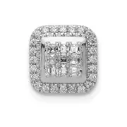 14k White Gold 1/4ct. Real Diamond Square Cluster Pendant