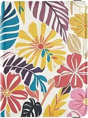 [Amooorous] Colorful Summer Hawaiian Flowers Leather decorative travel wallet womens passport holder Vaccine Card Holder Cover Combo Passport Holder Combo with Vaccine Card Slot Lightweight, Colorful summer