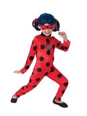 Disney Girls Miraculous Ladybug Deluxe Costume w/ Jumpsuit/Mask Size 9-10years