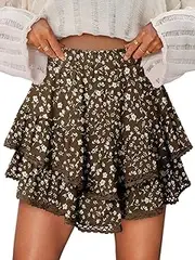 [onlypuff] Flowy Shorts for Women Ruffle Skorts Mini Skirts High Waisted Teen Gilrs Tennis Skort Summer Shorts