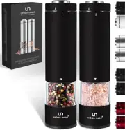 Elegant Velvet Matte Black Electric Salt and Pepper Mills - Perfect for Gifting