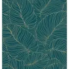 Isa Banana Leaf Wallpaper Teal Green Metallic Gold A50902 Grandeco