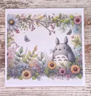 5x5 Totoro Art Print Studio Ghibli Journaling Card Anime Cute Chibi Kawaii