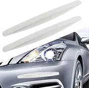 Zurligi 2 Pcs Car Bumper Protector Strip, Carbon Fiber Car Front Rear Bumper Guard Protector Rubber Strips, Universal Front Rear Corner Guard Anti-Collision Strip for SUV, Truck (White)