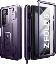 [Dexnor] for Samsung Galaxy Z Fold 5 5G Case, Full-Body Dual Layer Rugged Case with Built-in Screen Protector & Kickstand & S Pen Slot - Purple