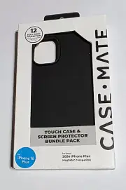 NEW Black Case-Mate Tough Case & Screen Protector Pack for Apple iPhone 16 PLUS