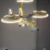 在飛比找蝦皮商城精選優惠-風扇飛機燈兒童房男孩臥室吊燈創意阿凡達戰斗直升機模型房間燈飾