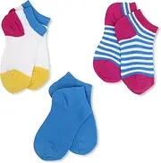 [Jefferies Socks] Little Girls' Color Pop Low Cut Socks (Pack of 3) - Blue