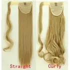 Long Straight Curly Ponytail Real As Remy Human Clip In Hair Extensions BLONDE