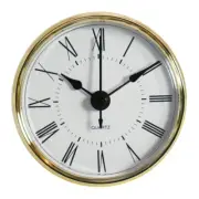 2.76 Inch/ 70 mm Roman Numeral Clock Round Insert Golden Trim White Dial
