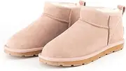 [UGG AUZLAND SHEEPSKIN] UGG Boots Chestnut,Ankle Boots Women Australian Premium Soft Sheepskin Wool Ultra Mini Boots