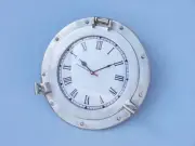 12" Nautical Wall Clock Deluxe Class Porthole Clock Aluminum Porthole Analogue