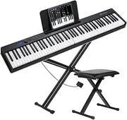 Provecta Piano Keyboard 88 Keys Foldable Electronic Keyboard Digital Piano with Stand,Piano Bench,Sustain Pedal,Carrying Case for Beginner