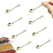 LunarCharm 8 Piece Small Stainless Steel Spoons for Spice Jars, Mini Size, Cute Little Spice Spoons Made of Stainless Steel for Spices, Salt, Sugar, Fun Little Scoops, Gold