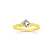 9ct Gold Diamond Cluster Swirl Ring