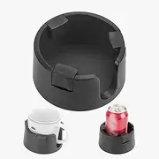 Anti-Spill Cup Holder, Adjustable Inner Diameter Drink Coaster with Sticker, Drink Holder for Home Office Outdoors (Black)