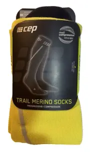 Men's CEP Trail Merino Compression Socks Size 4 (IV) yellow/black Men Full Socks