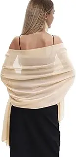 [Hotshawl] Chiffon Shawl Scarve Wraps and Shawls Soft Pashmina for Evening dresses on formal occasions (Champagne)