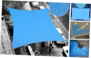 Waterproof Shade Sail Rectangle Sun Shade Sail 95% UV Resistant 7' x 12' Blue
