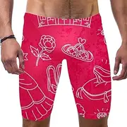 [VBFOFBV] Men's Printed Jammer Swimsuit Swim Shorts, Pink Dress Pattern Girl Cartoon