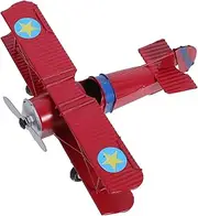 MOKKHNB Vintage Iron Biplane Model Retro Aircraft Decor Sturdy Metal Glider Ornament for Home Office Classic Present for Collectors Red Design