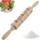 Embossing Rolling Pin, 14 X 2 Wooden Cookie Rolling Pin, Xmas Tree Embossed R...