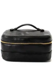 Chanel Black Leather Zip Around Cosmetic Case (Authentic Pre-Loved)
