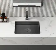 Bathroom Sink Luxury Stainless Steel Rectangular Undermount Sink - Black