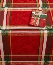 Bardwil Holly Time woven jacquard fabric 60" x 120" Christmas Tablecloth, NEW