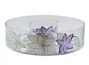 NIB NWT Glassware Chip and Dip 2-Piece Set Anna Plum 11.5” Floral Hand-painted