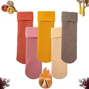 [Wryhaul] 5 Pairs Janemore Socks, Fleececozy - Ultra Soft Velvet Slim Thermal Socks, Womens Crew Socks, Thermal Socks for Women, Winter Thermal Socks, Fleece Lined Thermal Socks