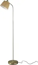 Lexi Lighting Ruston Floor Lamp, Khaki Pleated Fabric Lampshade, Gold Brass Finish, Overall Height153cm, Industrial Adjustable Shaded Corner Lamp for Living Room Bedroom Office Study Room