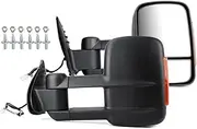 Pair Extendable Caravan Towing Mirrors Compatible with HILUX REVO 2015 2016 2017 2018 2019 Indicator Mirrors W/Turn Single Light