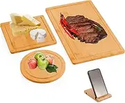 Bamboo Chopping Board, 3 Pieces Bamboo Cutting Board Set with Juice Groove for Kitchen, Meat Prep Cheese Vegetables and Fruits