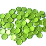 LOT of 50- 1 inch Lime Green Flat Bottle Caps
