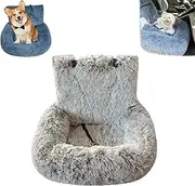 Pelzbarn Car Seat - Dog Bed with Safety Straps, Waterproof Travel Bed for Large & Small Dogs, Protects Car Seats from Dirt, Hair & Scratches, Removable and Easy to Clean (Khaki,L)