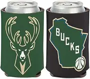 Fanatics NBA Milwaukee Bucks State Can Cooler 1-Pack 12 oz. (Foldable, 2-Sided Design)