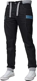 [Ze ENZO] Enzo Mens Cuffed Denim Jogger Jeans Twill Pants