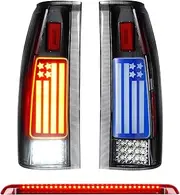 Tail Light + 3rd Third Brake Lamp for Chevy GMC C1500 C2500 Suburban 1992-1999, Tahoe 1995-1999, Yukon 1992-1999, Cadillac Escalade 1999-2000, High Mount Stop Light Rear LED Taillight Assembly