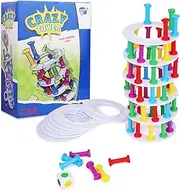 Point Games Crazy Tower - Stacking Tower Game with Fun Roman Column Design- Toppling Leaning Tower Toy with Dice - Developmental & Interactive Puzzle, Test Stabilizing Skills- Ages 5+