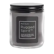 Rugged Spirit™ Wooden Wick Jar Candle – Leather Musk, 40-50 Hour Burn, Crackl...