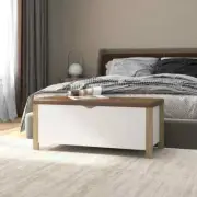 NNEVL Storage Box with Cushion White and Sonoma Oak 105x40x45 cm Chipboard