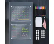 Clear Acrylic Magnetic Dry Erase Board with Monthly & Weekly Planner 16'' x 12'' Writing Board Fridge Reusable Planner with 10 Color Markers & Magnetic Pen