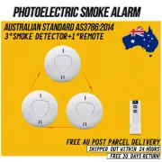 3Pack 10-Year Battery Wireless Interconnected Photoelectric Smoke Alarm + Remote