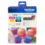 Brother LC133 PHOTO VALUE PACK 1XBLACK 1XCYAN 1XMAGENTA 1XYELLOW + 40 SHEETS PHO