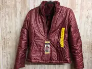 Nicole Miller Women's Reversible Plush Faux Fur Full Zip Jacket CRANBERRY NWT!