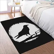 Viking Area Rug, Norse Mythology Print Rug, Odin's Symbol Runic Rug, Nordic Living Room, Kitchen & Bathroom Carpet(Color:Raven,Size:150 x 240CM)