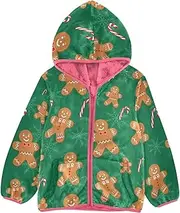 [GuoChe] Girls Sherpa Lined Cute Gingerbread Christmas Snowman Pink Toddler Girl Fleece pink Baby Girl Clothes 3T
