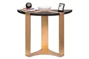 Contemporary Half Round Brass and Black Hallway Console Table